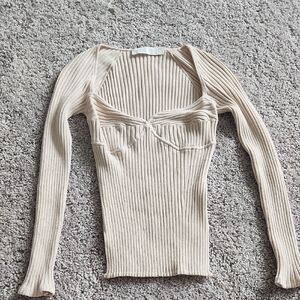Jonathan Simkhai Cream Ribbed Long Sleeve